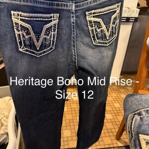 Vigoss® Heritage Boho Mid Rise Bootcut Jean DARK SANDBLAST
